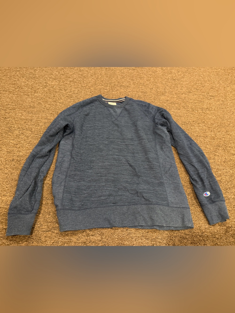 EUC! Champion Men's Heather Navy Crewneck Sweatshirt pull over top shirt